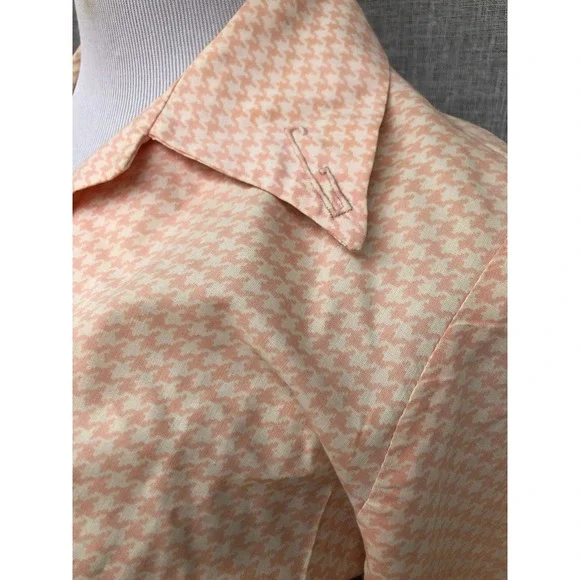 1950 I. Magning Cotton Peach Cream houndstooth Maxi Dress Museum Collection
